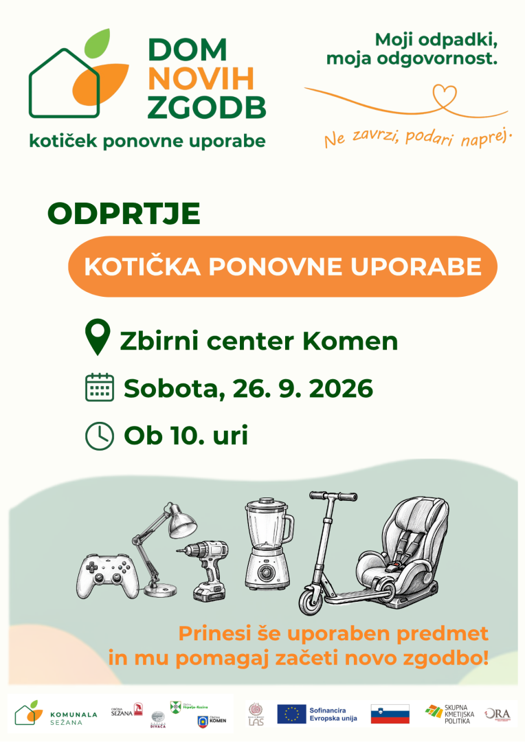 Na Zbirnem centru Komen bo zaživel kotiček ponovne uporabe - Vabljeni!